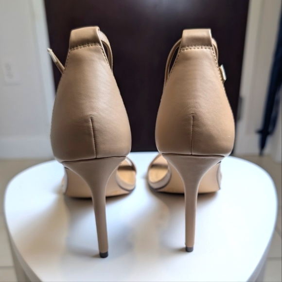 Nude Square Toe Ankle Strap Heels 9 - Picture 3 of 8